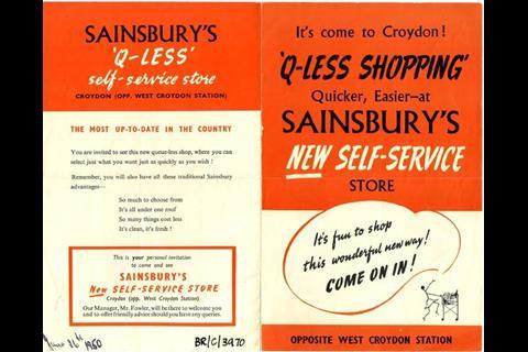 Sainsbury's converted its West Croydon store into its first self-service store in 1950